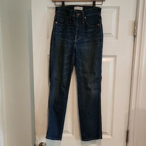 NWOT Madewell Sz 24 Stovepipe Dark Denim Straight Leg Jeans